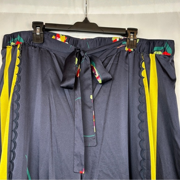 NEW Johnny Was Cassandra Floral Wide-Leg Scallop Tie Elastic Waist Silk Pants - Picture 8 of 17